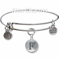 Bangle Bracelet with JT190F Silver Letter F 