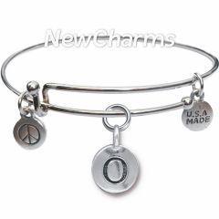 Bangle Bracelet with JT190O Silver Letter O 