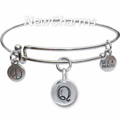 Bangle Bracelet with JT190Q Silver Letter Q 