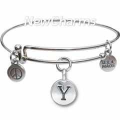 Bangle Bracelet with JT190Y Silver Letter Y 