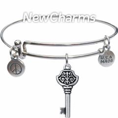 Bangle Bracelet with JT233 Silver Victorian Key