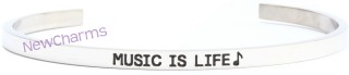 CB117 Music Is Life Cuff Bangle Bracelet