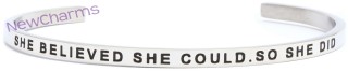 CB123 She Believed She Could So She Did Cuff Bangle Bracelet