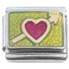 C010 Red Heart Arrow on Green Italian Charm