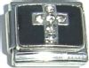 C021k Cross with Stones on Black Italian Charm