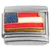 CL1002 Red White Blue Flag Kansas State Outline Italian Charm