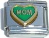 CT1076green MOM on Green Heart Italian Charm