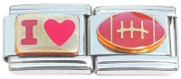 CT1294 I Love Football Heart Double Italian Charm