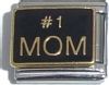 CT1517 #1 Mom (on black) Italian Charm