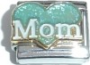 CT1626LW Mom in White on Aqua Heart Italian Charm