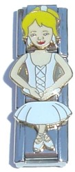 CT1954wy White Outfit Dance Girl Blonde Hair Triple Italian Charm