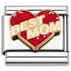 CT1978RW Best Mom Red Heart with White Letters Italian Charm