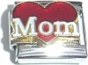 CT2626rw Mom in White on Red Heart Italian Charm