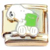 CT2066 Snoopy Reading Book Gold Base Italian Charm