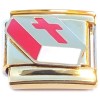 CT2124 Bible Red Cross Gold Base Italian Charm.