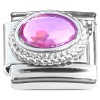 CT2175 Pink Bling Beaded Border Italian Charm