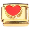 CT2205 Beaded Red Heart on Gold Base Italian Charms