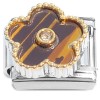 CT2263 Brown Yellow Flower Fringed Italian Charm