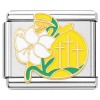 CT3564 Crosses White Flower Italian Charm.