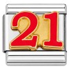 CT3619 Number 21 Twenty One Red Italian Charm
