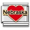 CT3846 Nebraska Heart Italian Charm