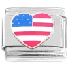 CT4378 Heart USA Flag Italian Charm