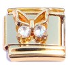 CT4462 Cute Little Bling Butterfly Gold Base Italian Charm