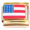 CT4464 USA American Flag Gold Base Italian Charm