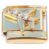 CT4633 Bling Airplane Gold Base Italian Charm.