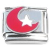 CT4664 Red Moon White Star Italian Charm