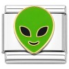 CT4674 Green Alien Head Italian Charm