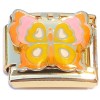 CT4836 Pink Orange Butterfly Gold Base Italian Charm
