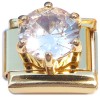 CT4839 Big Clear Bling Gold Base Italian Charm