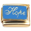 CT4843 Hope Blue Background Gold Base Italian Charm