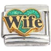 CT6684 Wife Teal Green Heart Italian Charm