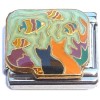 CT6967 Fish with Black and Orange Cats Italian Charm