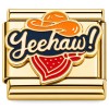 CT7494 Yeehaw Cowboy Goldtone Base Italian Charm