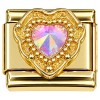 CT7663 Bling Iridescent Heart Gold Italian Charm