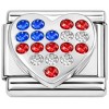 CT7757 Patriotic Blng Heart Italian Charm