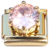 CT7881 Big Pink Bling on Gold Base Italian Charm