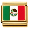 CT7892 Mexican Flag Mexico Goldtone Italian Charm