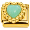 CT7908 Aqua Heart Gold Italian Charm
