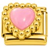 CT7909 Pink Heart Gold Italian Charm