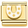 CT7940 White Horseshoe Gold Italian Charm