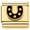 CT7942 Black Horseshoe Gold Italian Charm
