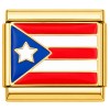 CT7979 Puerto Rico Flag Gold Italian Charm