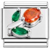 CT7984 Bling Flower Green Leaves Italian Charm.