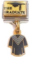 CT8240 The Graduate Cap and Gown Dangle Italian Charm