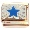 CT8717 Blue Star Gold Base Italian Charm