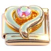 CT8742 Pink Bling Heart Gold Base Italian Charm